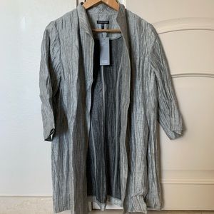 EILEEN FISHER Silver Grey Open Cardigan Jacket
